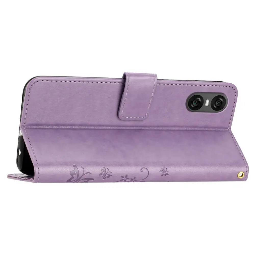Läderfodral Fjärilar Sony Xperia 10 VI Lila