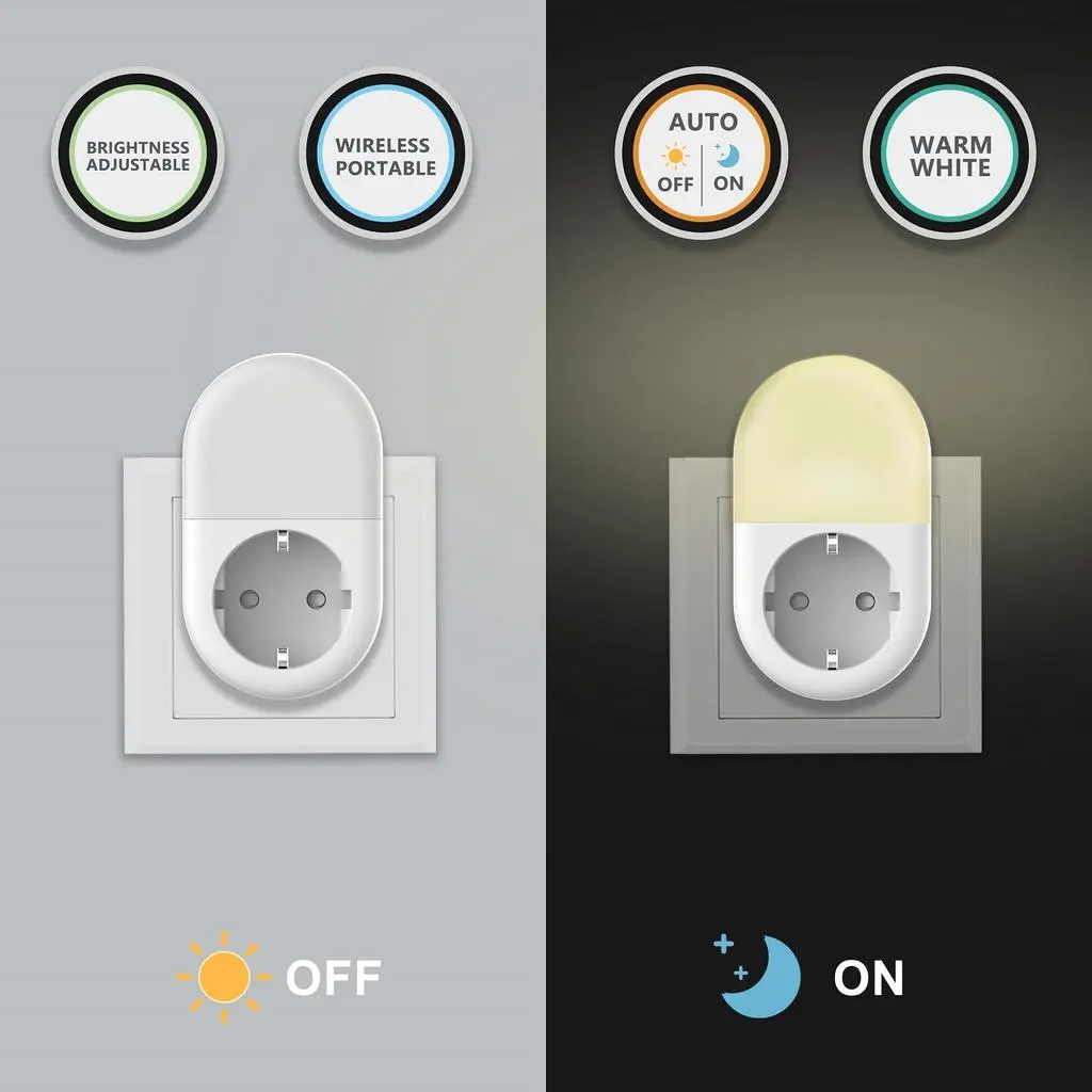 Smart WiFi Plug med nattlampa inomhus 16A Vit