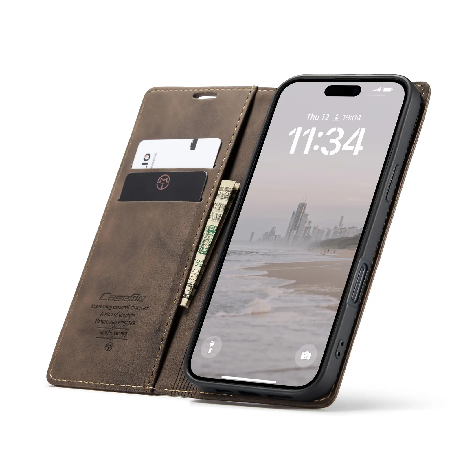 Slim Plånboksfodral iPhone 16 Pro Max Brun