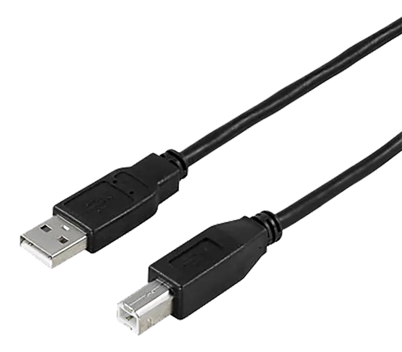 USB-A hane till USB-B hane kabel 0.5m Svart