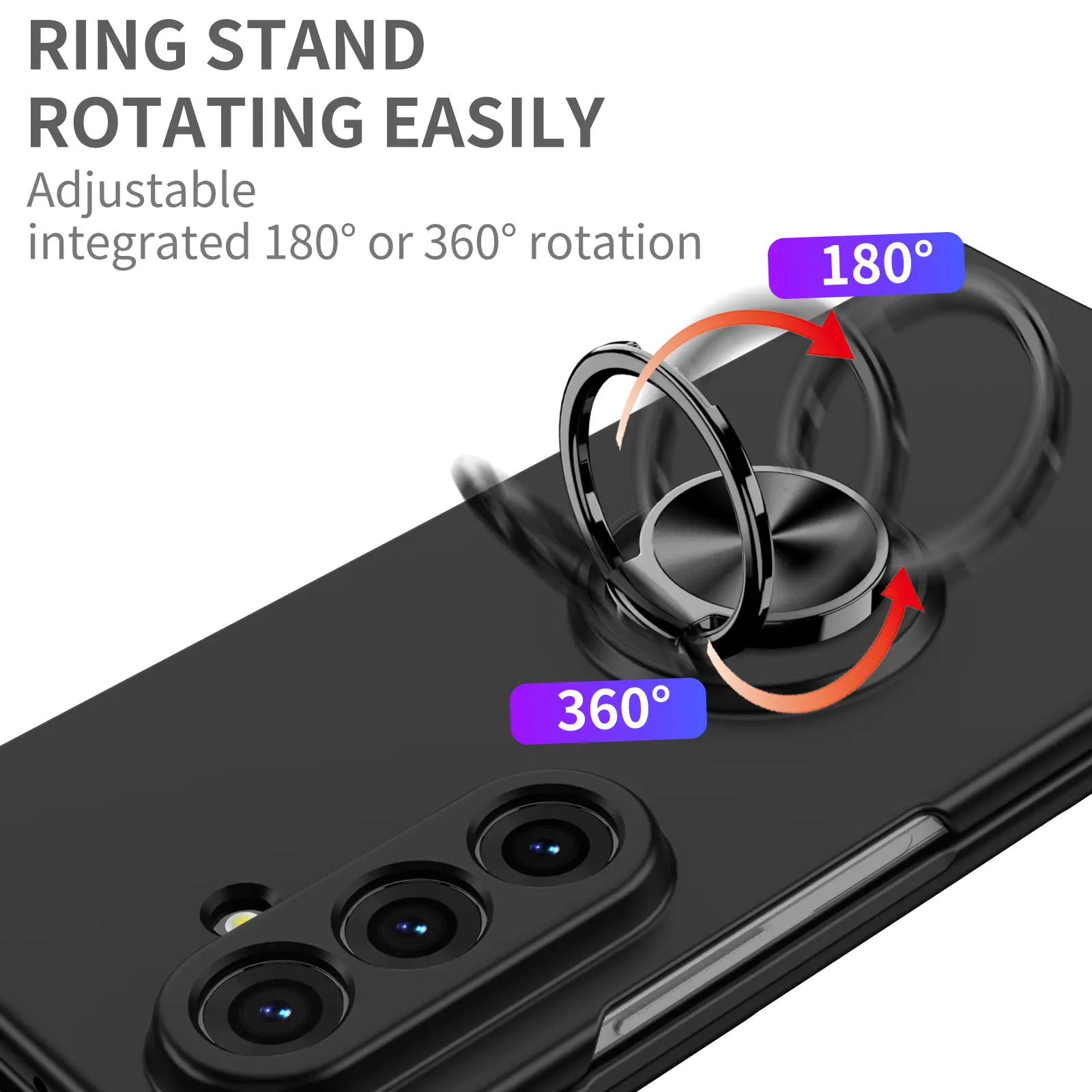 Samsung Galaxy Z Fold 8 Ultra skal med magnetisk ringhållare svart