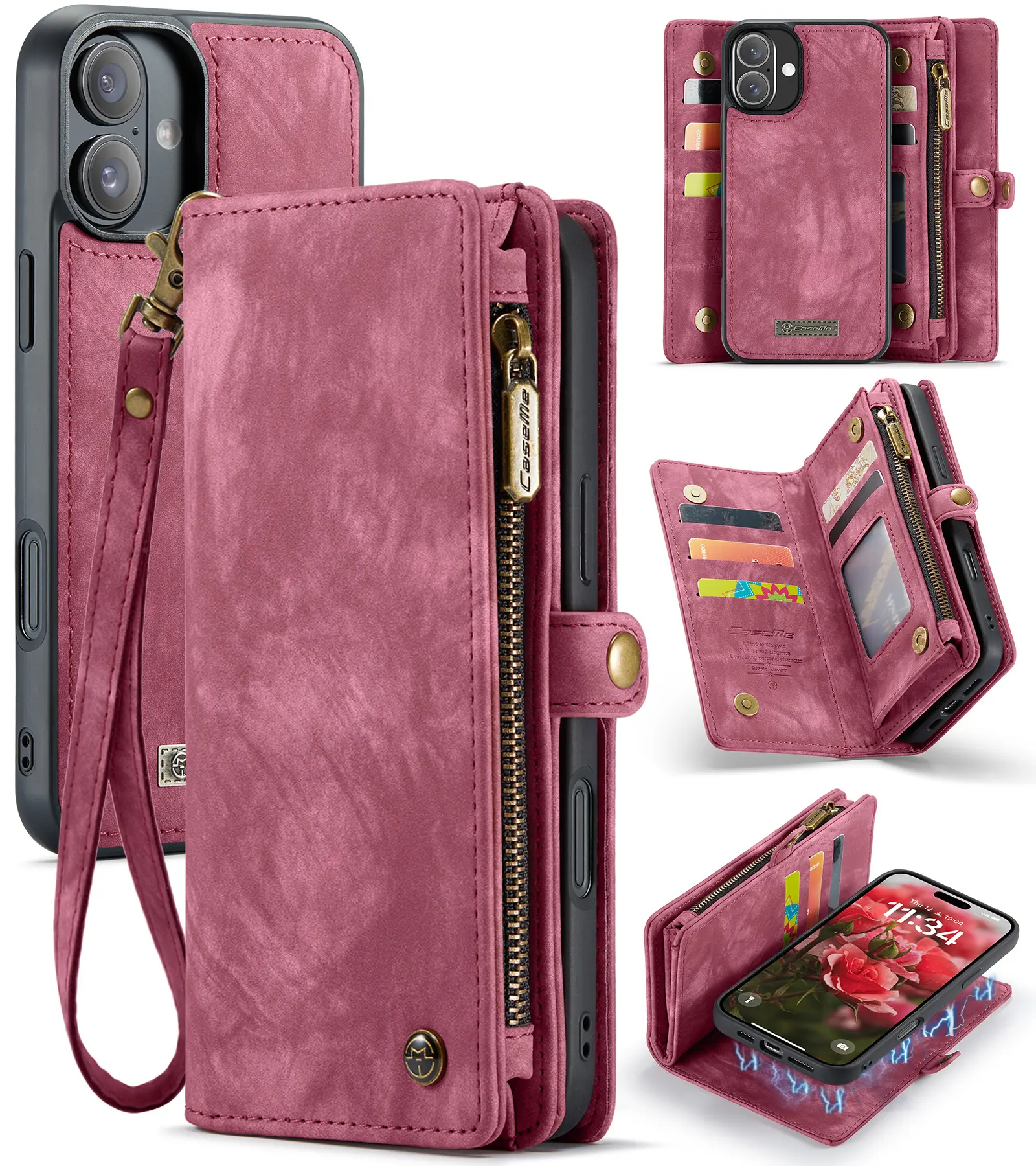 Multi-slot Mobiltaske iPhone 16 Rød