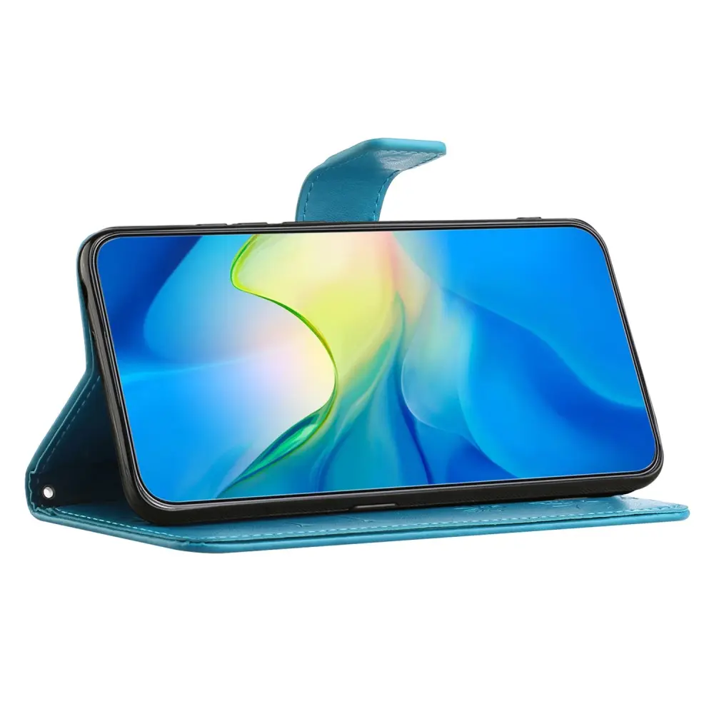 Läderfodral Fjärilar Motorola Moto G24 Power Blå