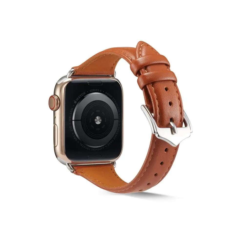 Slim Läderarmband Apple Watch Series 12 47mm Cognac