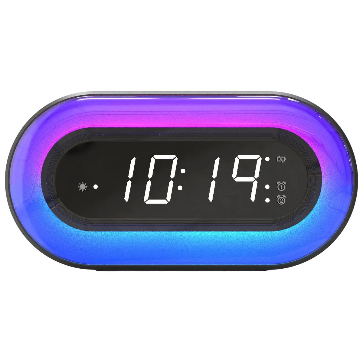Digitalt vækkeur med RGB og snoozefunktion, Sort