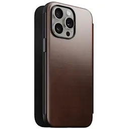 iPhone 15 Pro Max Læderetui med MagSafe - Modern Horween Leather Folio, Rustic Brown