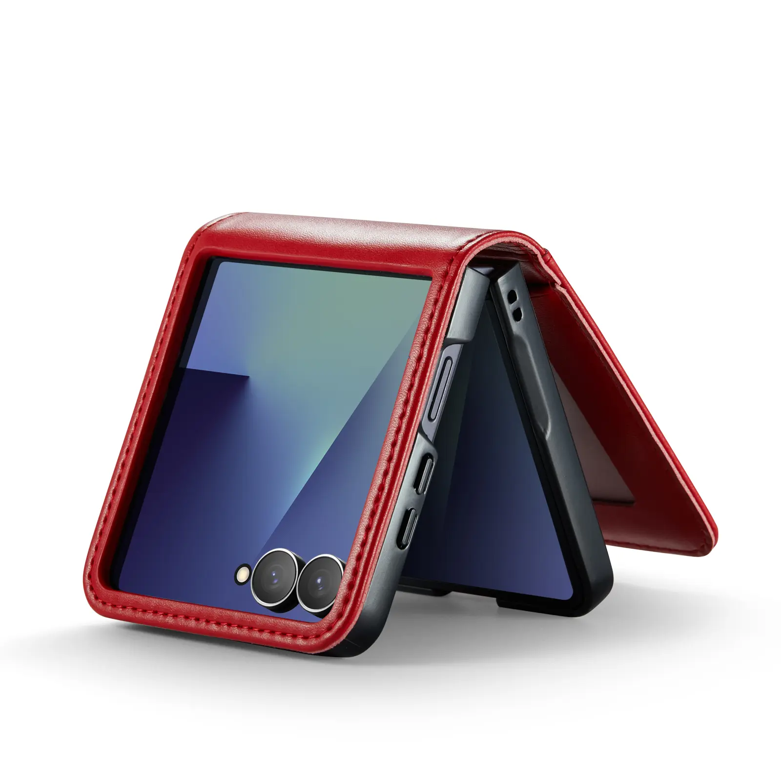 Äkta Läderfodral Samsung Galaxy Z Flip 8 Röd