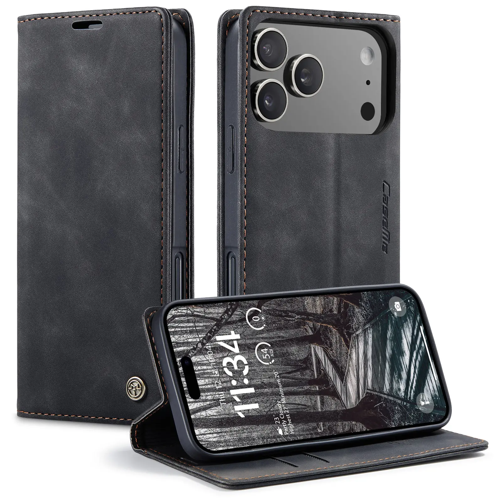 Slim Plånboksfodral iPhone 18 Pro Svart