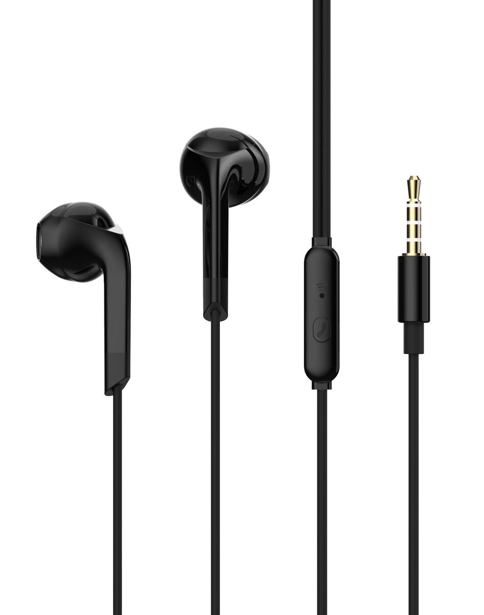 Exibel In-ear hodetelefoner med mikrofon kablede 3.5mm, Svart