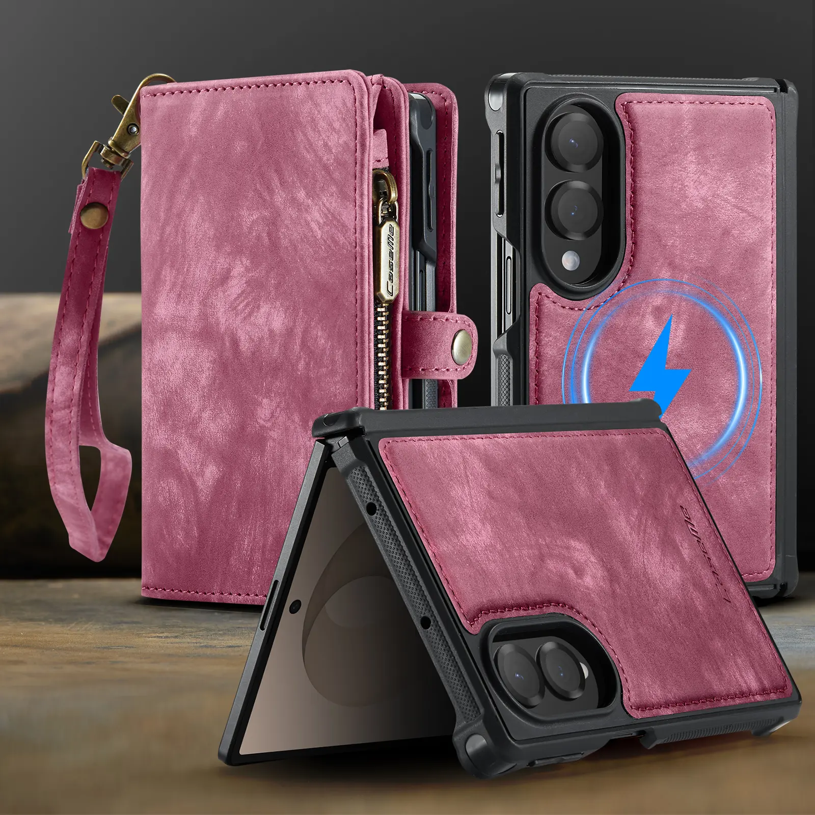 Multi-slot Plånboksfodral Samsung Galaxy Z Fold 8 Röd