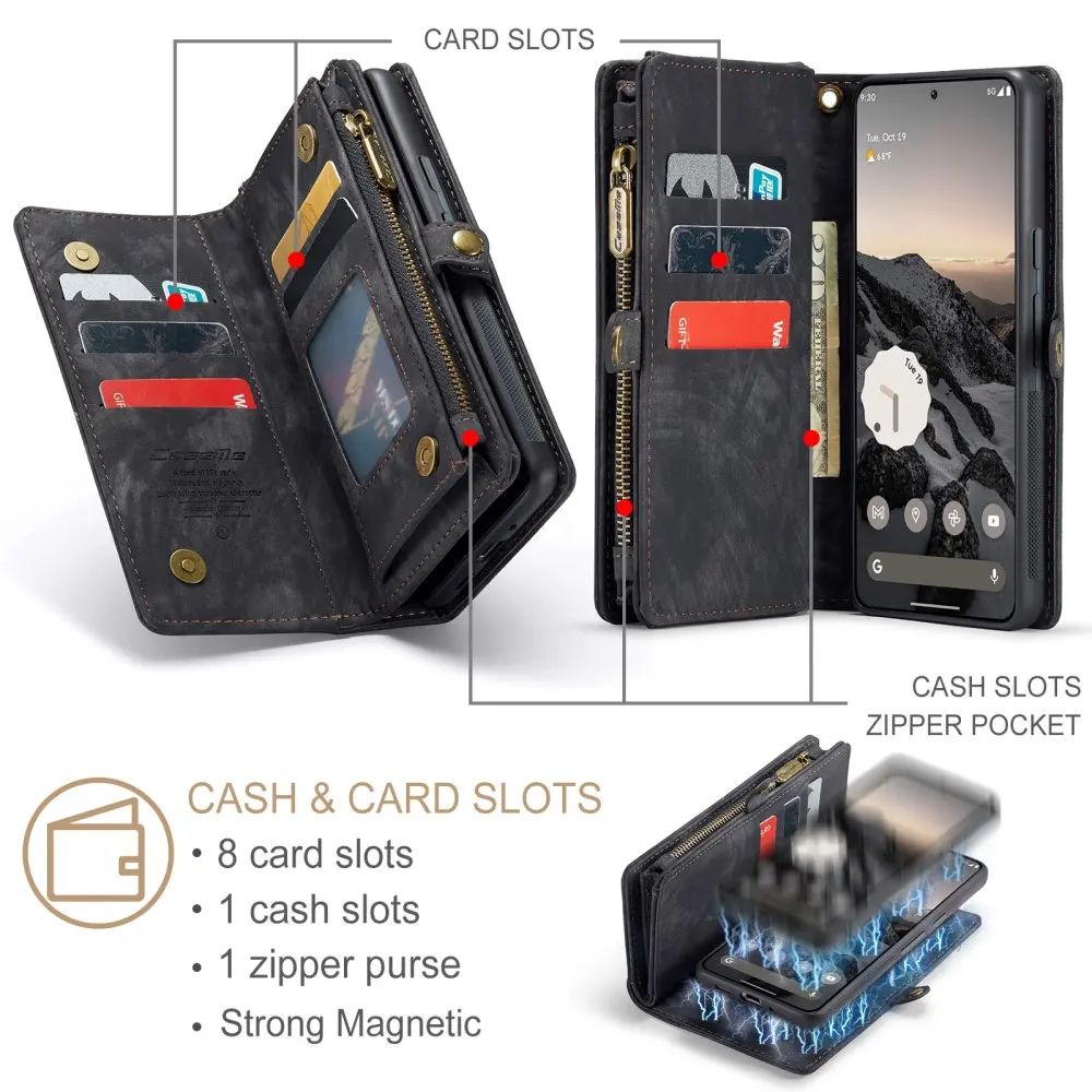 Multi-slot Plånboksfodral Google Pixel 9 Pro XL Grå