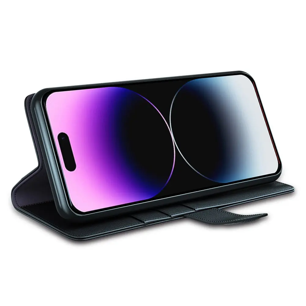 Äkta Läderfodral iPhone 15 Pro Svart