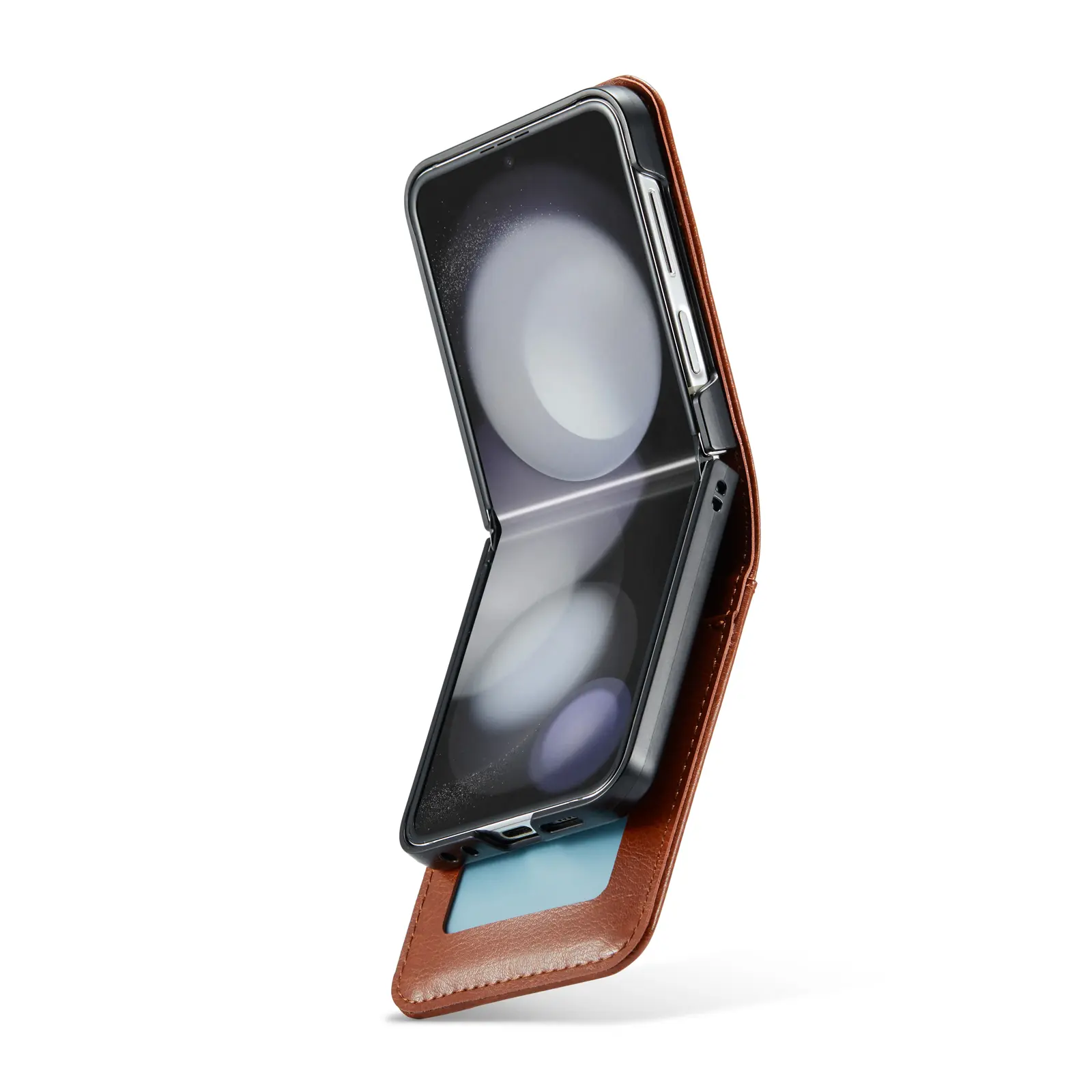 Äkta Läderfodral Samsung Galaxy Z Flip 7 FE Cognac