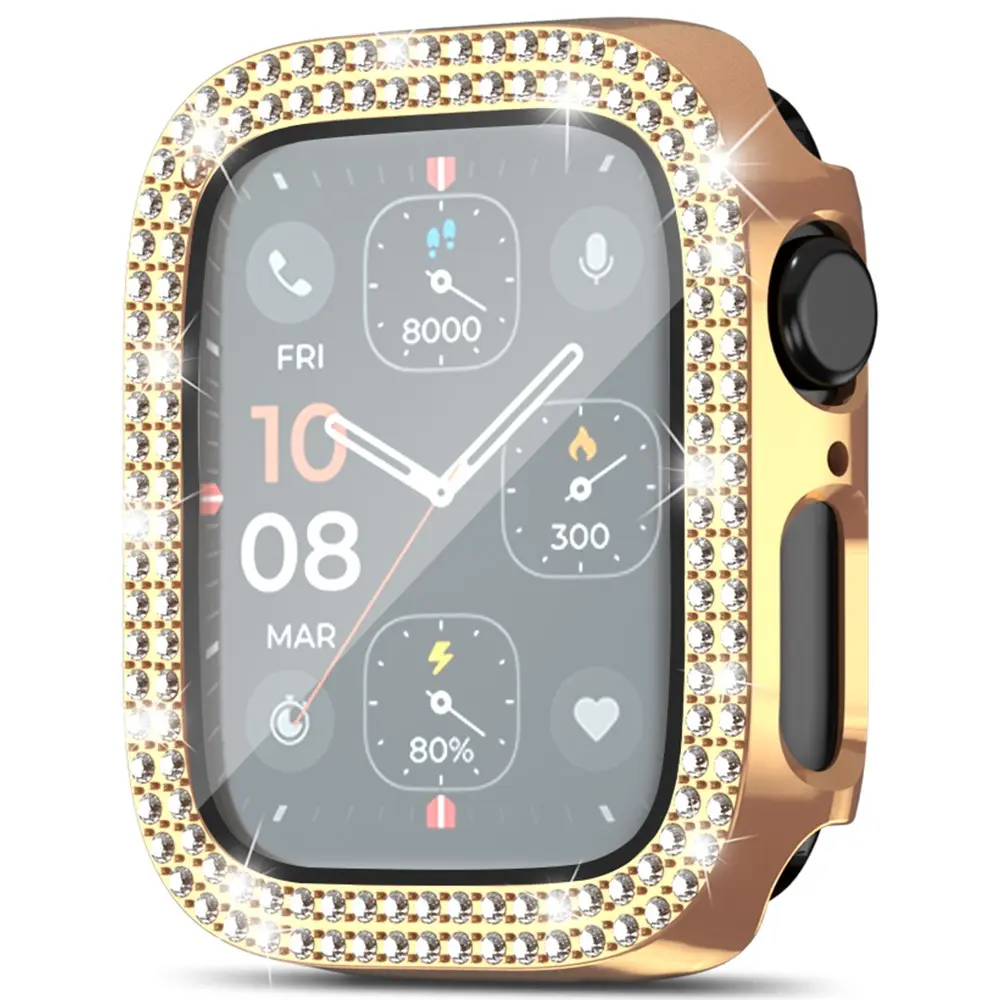 Full Cover Case Rhinestone Apple Watch SE 3 40mm Roséguld