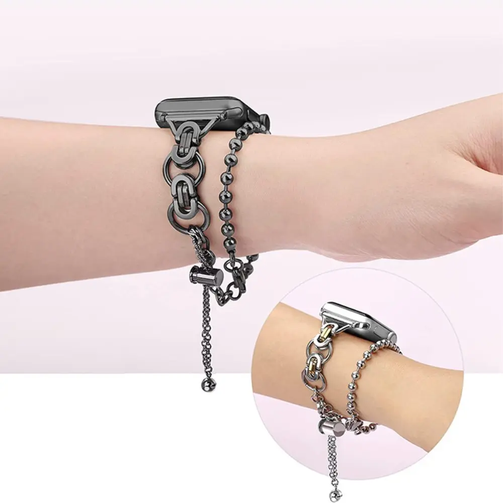 Apple Watch Series 10 42mm Metallarmband med pärlor svart