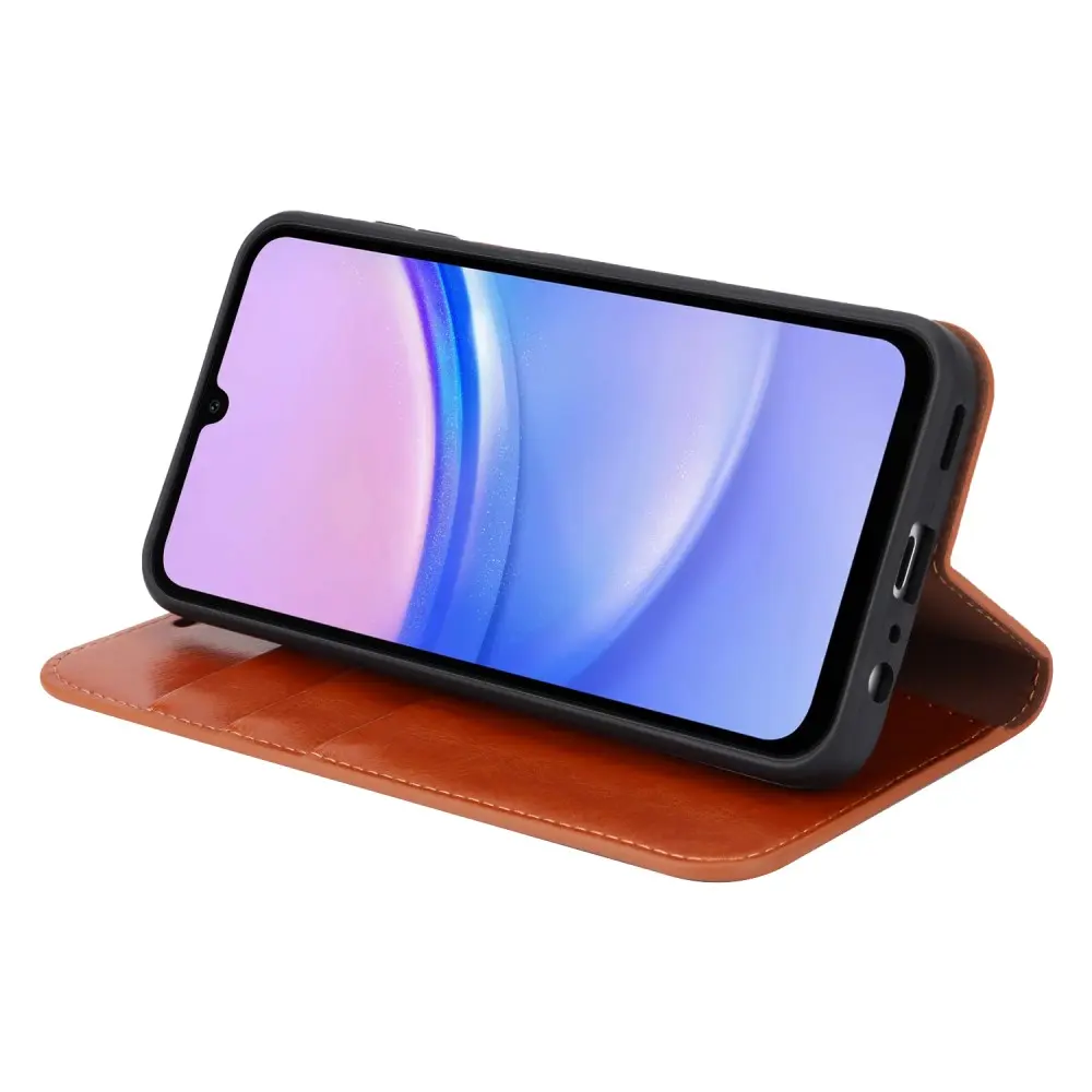 Mobilfodral Äkta Läder Samsung Galaxy A16 Brun