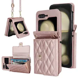 RFID-blocking Lompakkolaukku Samsung Galaxy Z Flip 7 FE Quilted Ruusukulta