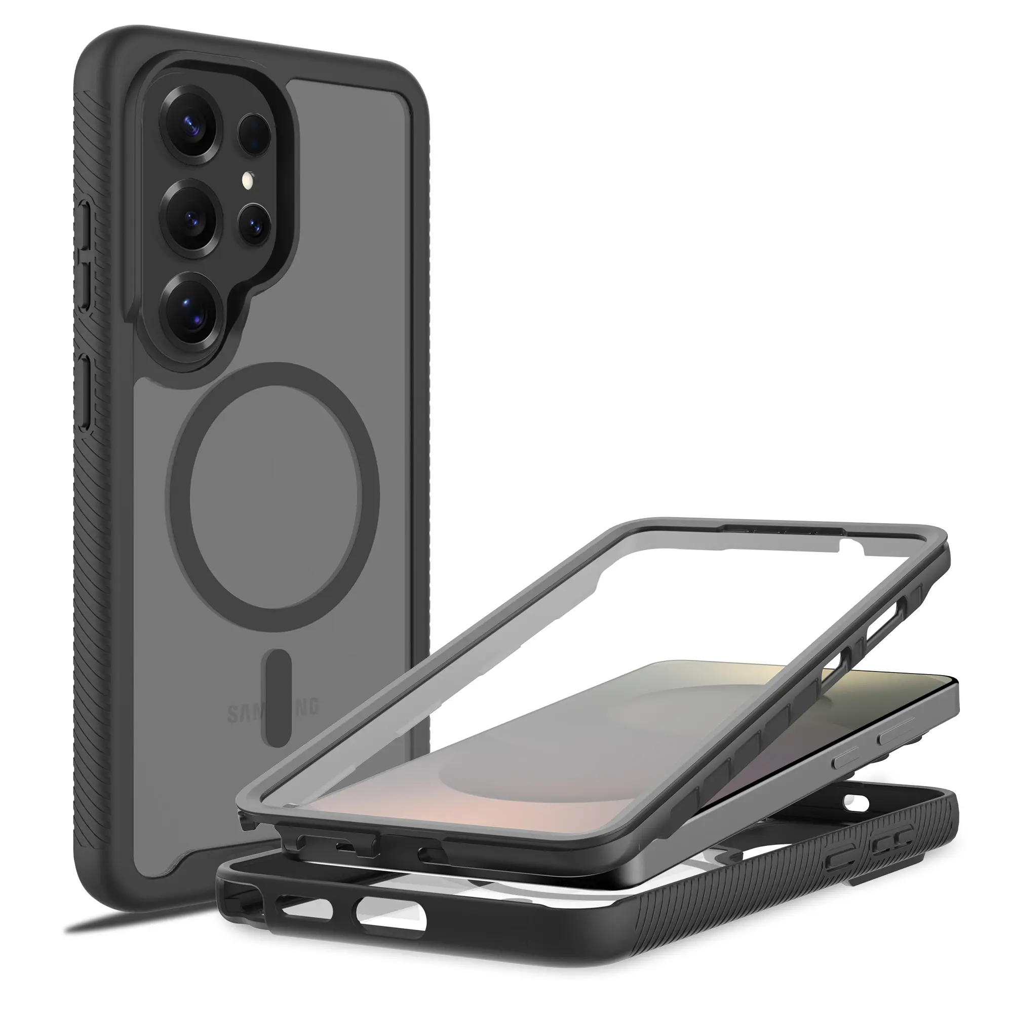 Full Protection Magnetic Case Samsung Galaxy S26 Ultra Sort/gennemsigtig