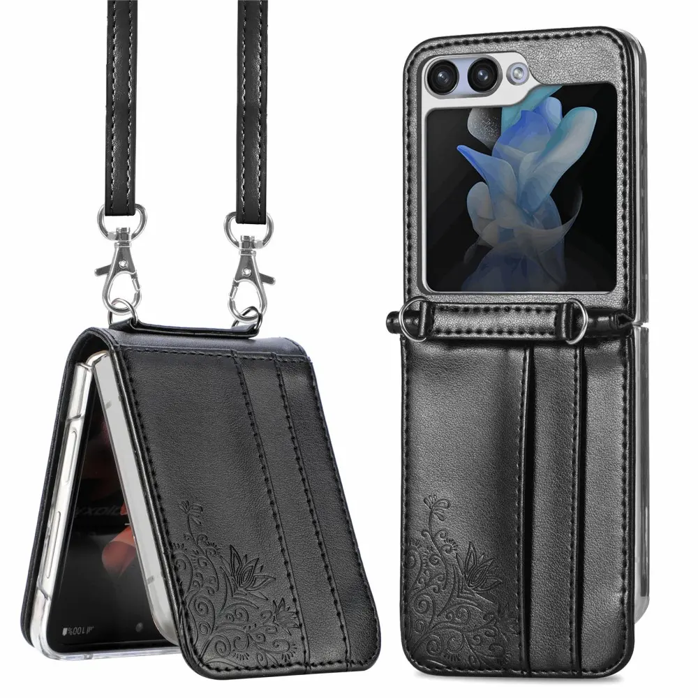 Läderfodral Fjärilar Samsung Galaxy Z Flip 8 Svart
