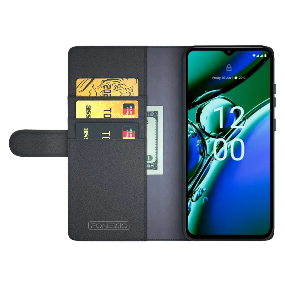 Äkta Läderfodral  Nokia G42 Svart