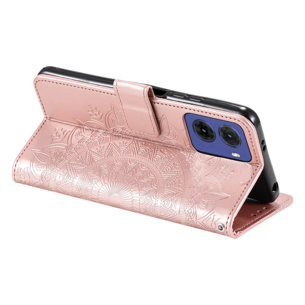 Läderfodral Mandala Motorola Moto G05 roséguld