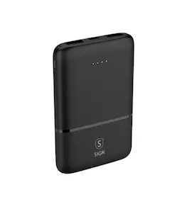 Mini Powerbank 5000 mAh Trippel Utgång 2x USB-A + 1x USB-C Svart
