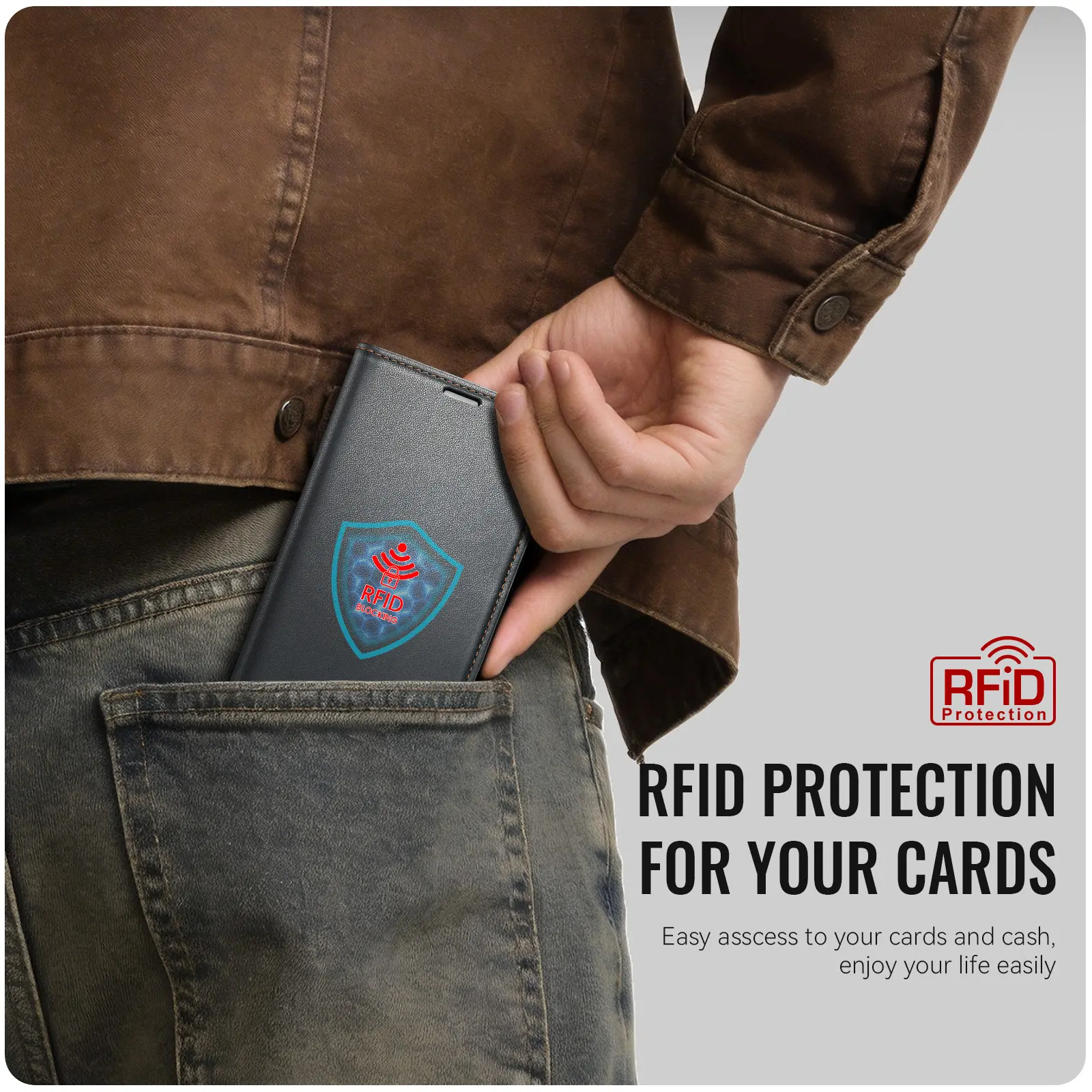 Slim Plånboksfodral RFID-skydd Xiaomi 17 Ultra Svart