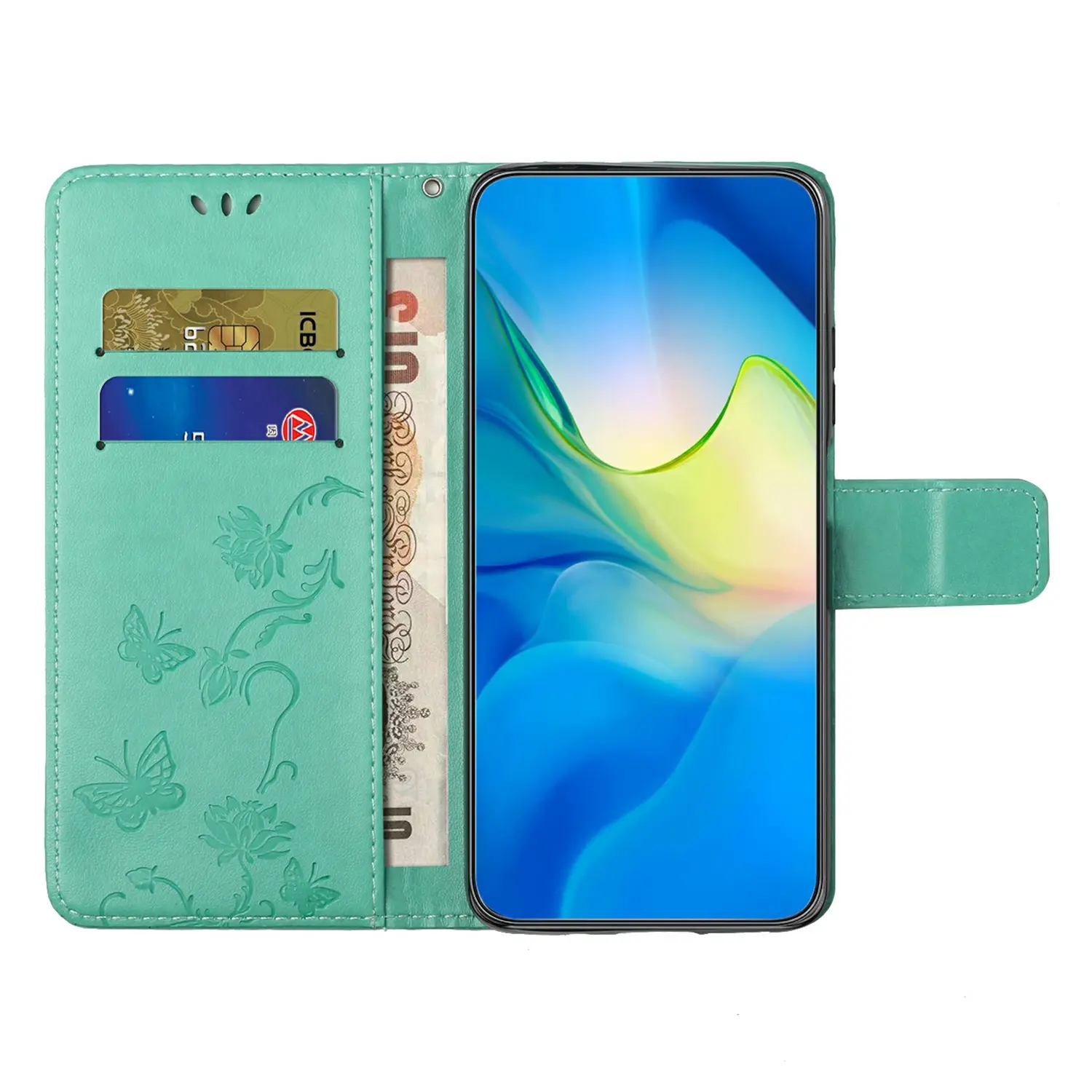 Läderfodral Fjärilar Samsung Galaxy A26 Grön