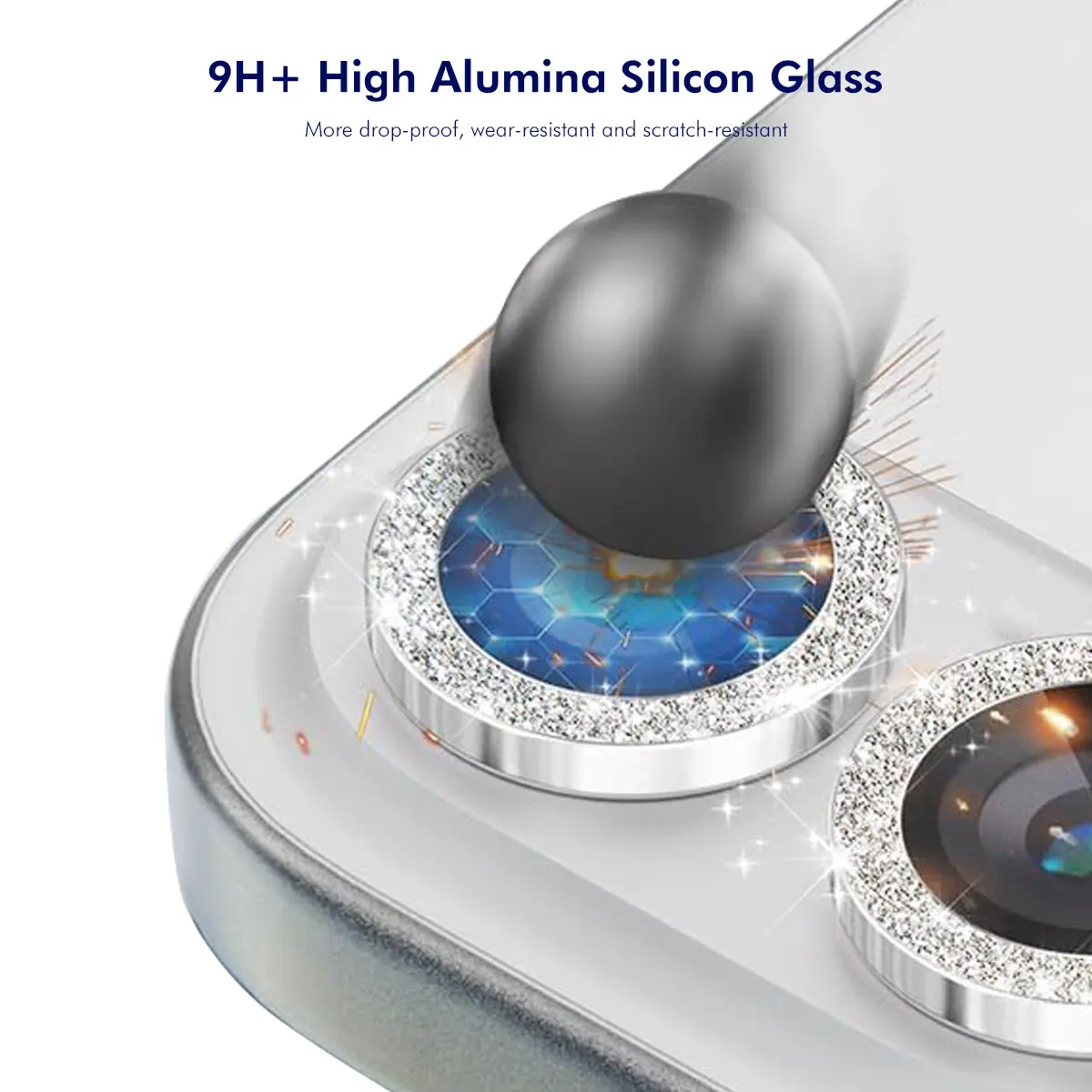 Glitter Linsskydd Aluminium + Glas Samsung Galaxy Z Flip 8 Svart