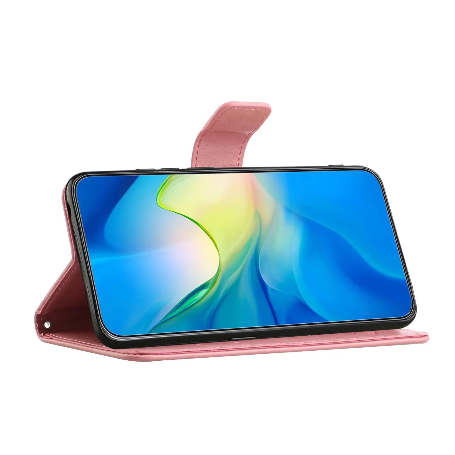Läderfodral Fjärilar Motorola Moto G77 Rosa