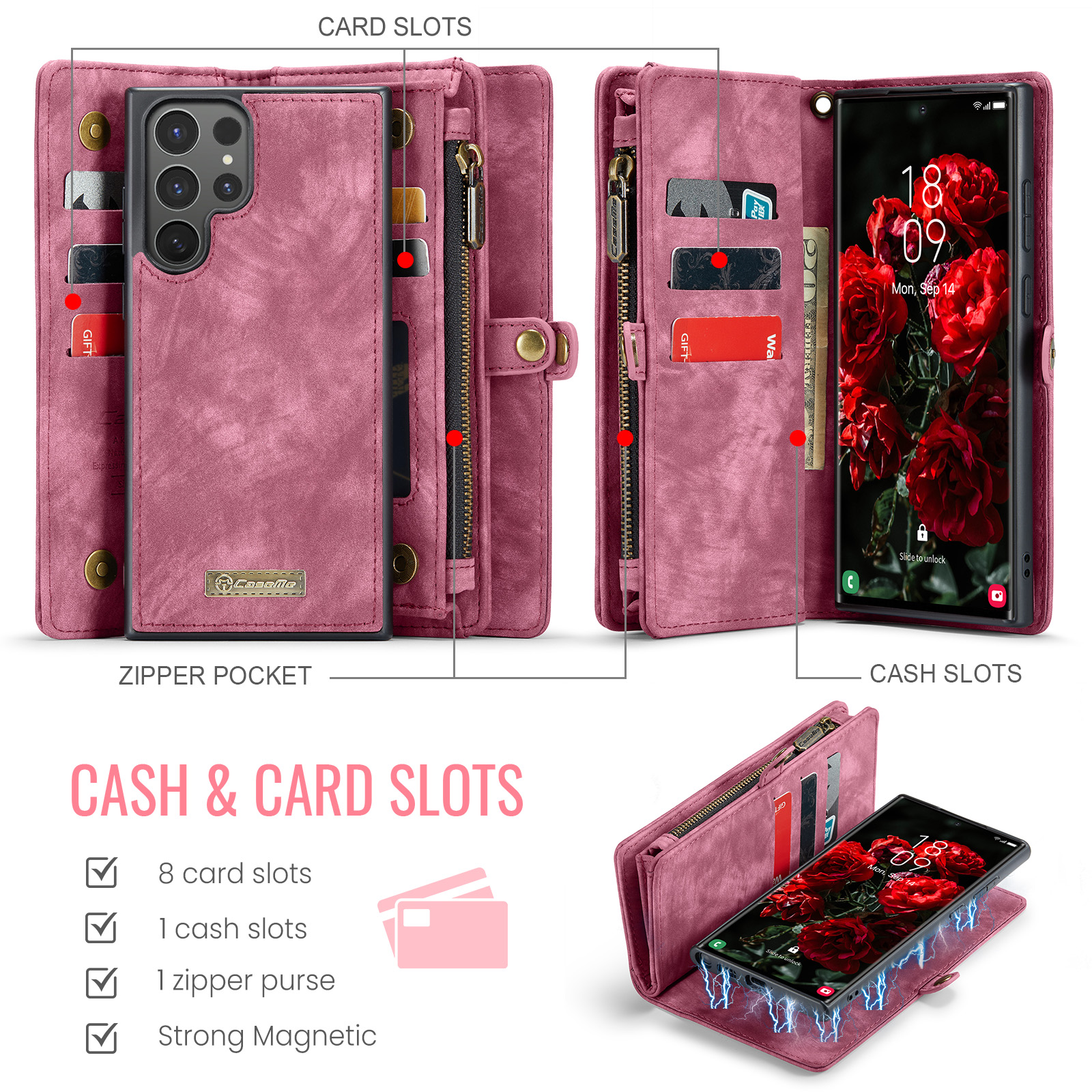 Multi-slot Plånboksfodral Samsung Galaxy S26 Ultra Röd