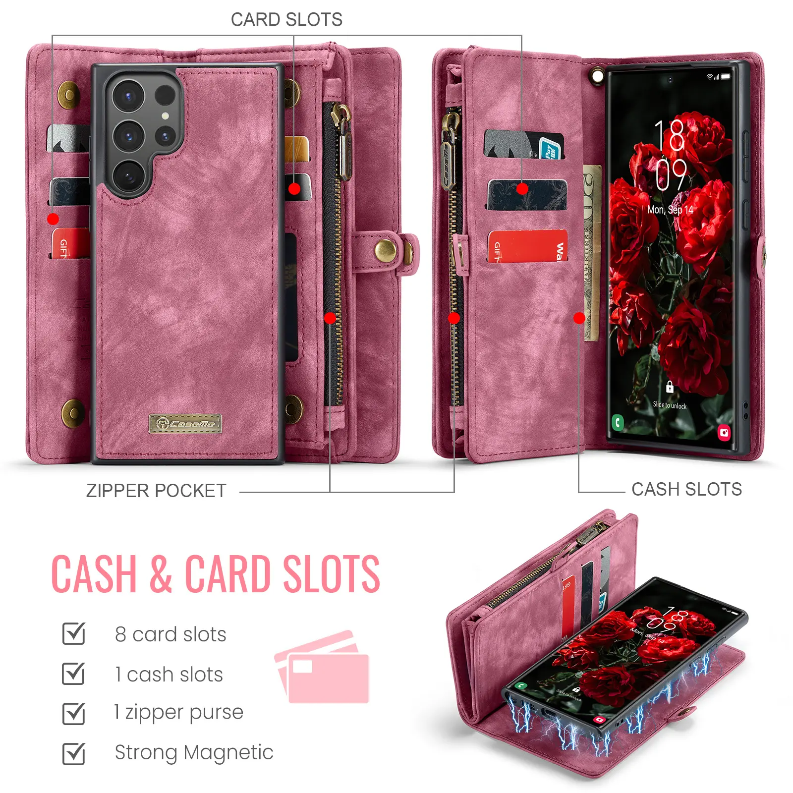 Multi-slot Plånboksfodral Samsung Galaxy S26 Ultra Röd