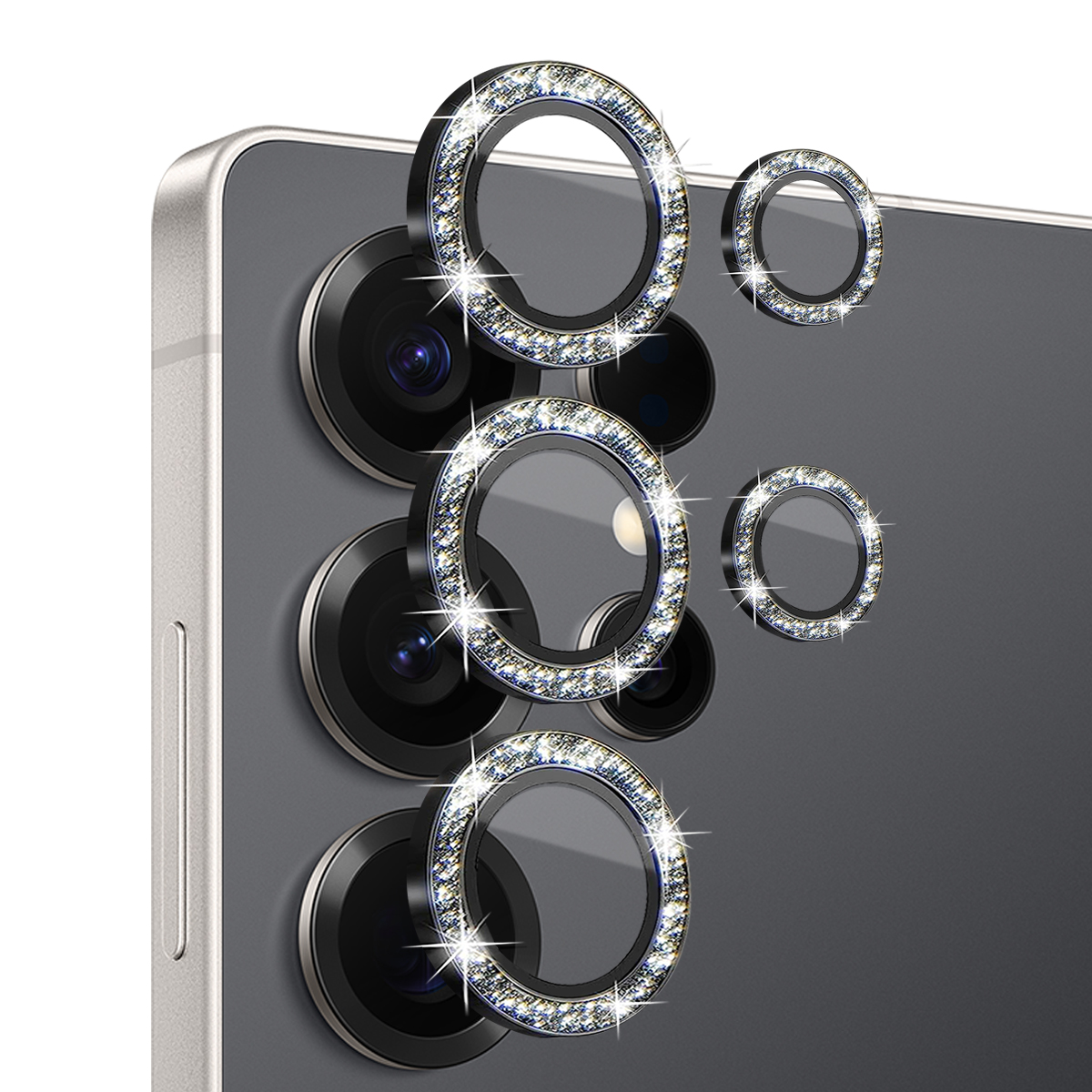 NORTHJO Linsebeskytter Glitter Herdet Glass Samsung Galaxy S25 Ultra Svart