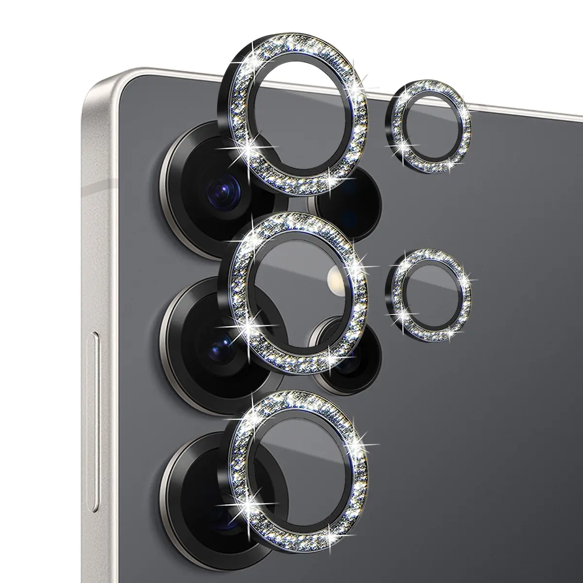 Linsebeskytter Glitter Hærdet Glas Samsung Galaxy S25 Ultra Sort