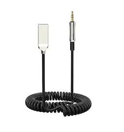 Bluetooth AUX modtager til bil med mikrofon 1m, Sort