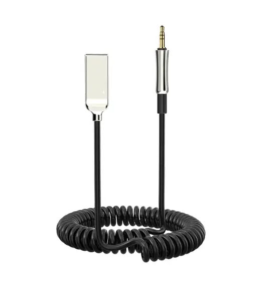 Bil Bluetooth AUX modtager audio med mikrofon 1m Sort