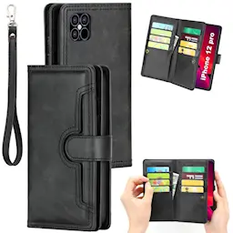 Läderplånbok Multi-slot iPhone 12/12 Pro svart