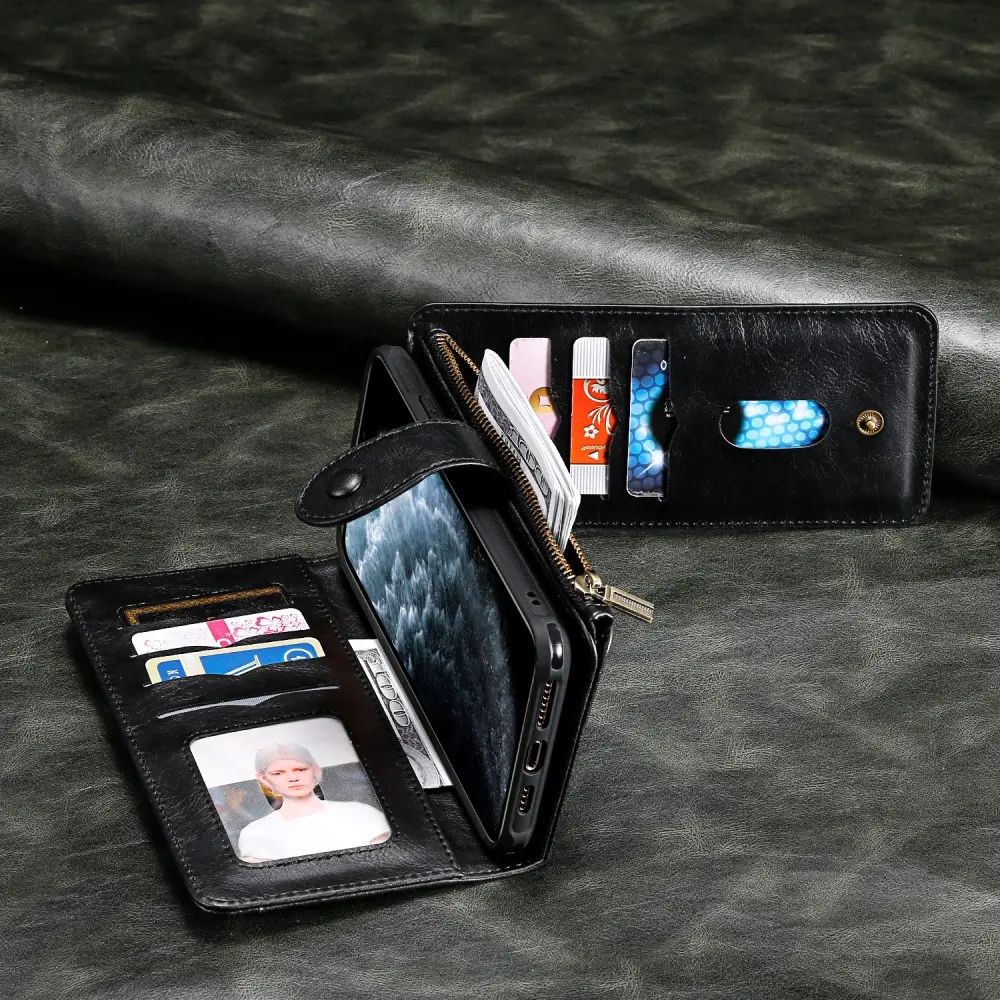 Magnet Leather Multi-Wallet iPhone 16e svart