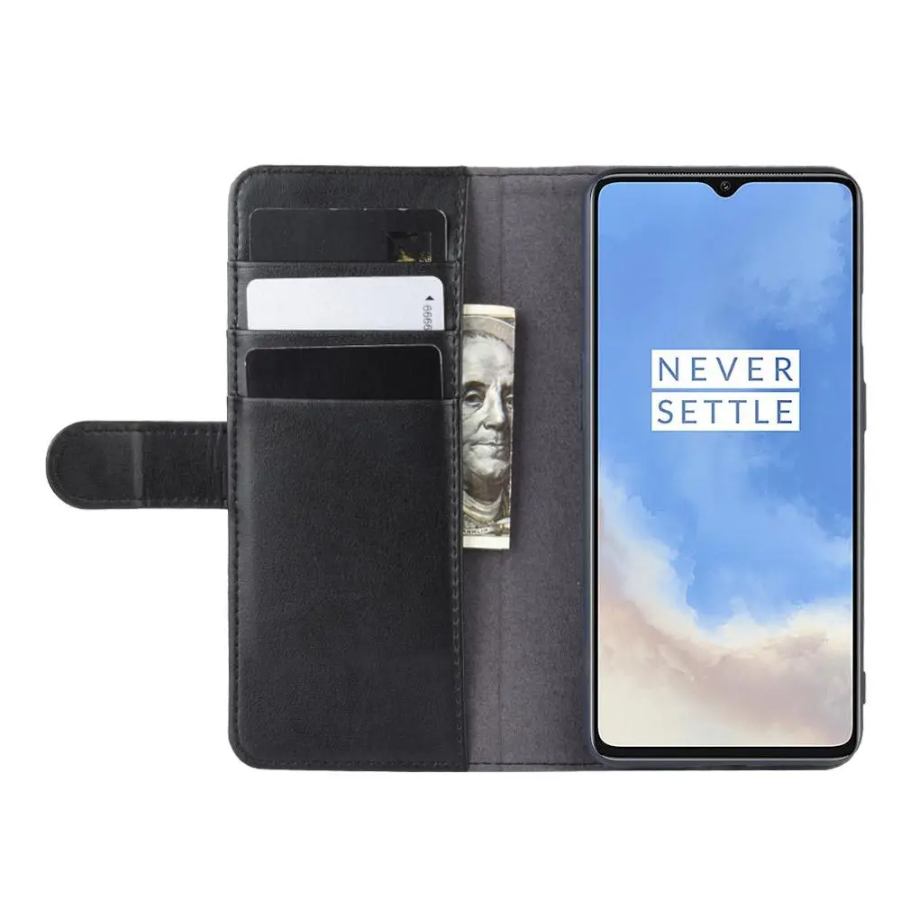Äkta Läderfodral  OnePlus 7T Svart
