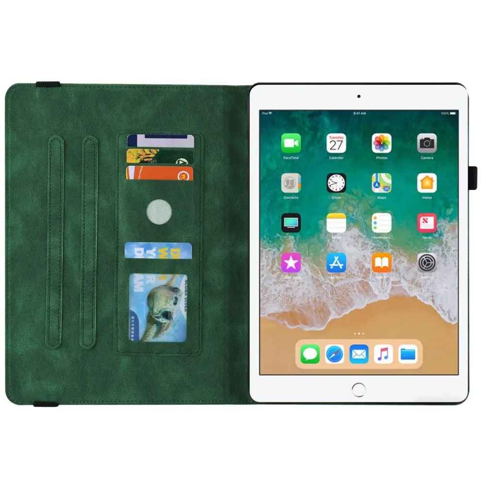 Läderfodral Fjärilar Apple iPad 9.7 5th Gen (2017) Grön