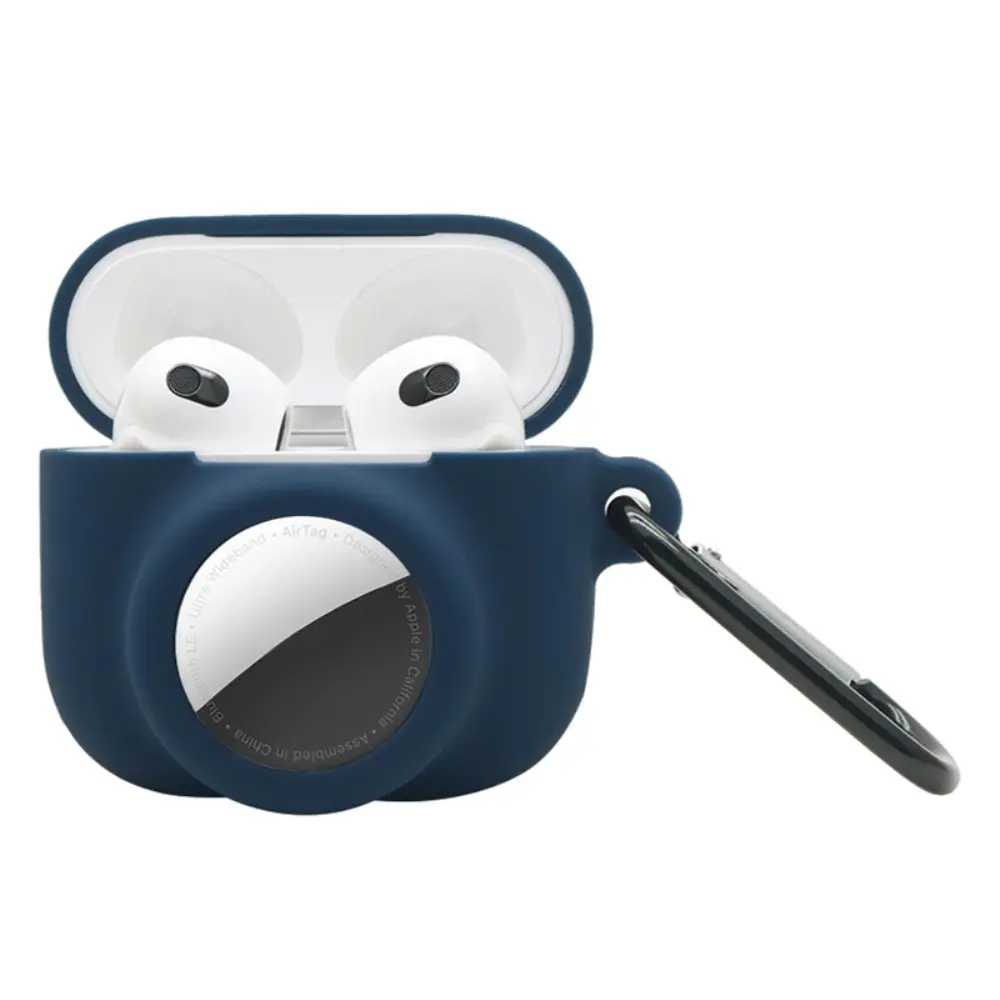 Silikonecover med AirTag holder Apple AirPods 3 mørkeblå