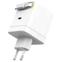 Hurtiglader 65W med integreret USB-C-kabel Hvid