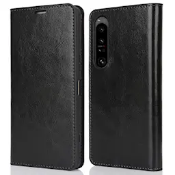 Sony Xperia 1 VI Smidigt mobiletui i ægte læder, Sort