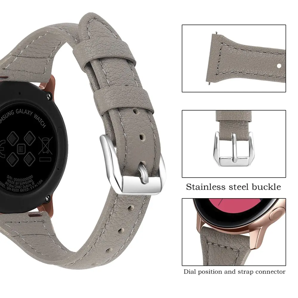 Slim Läderarmband Garmin Forerunner 170 Grå