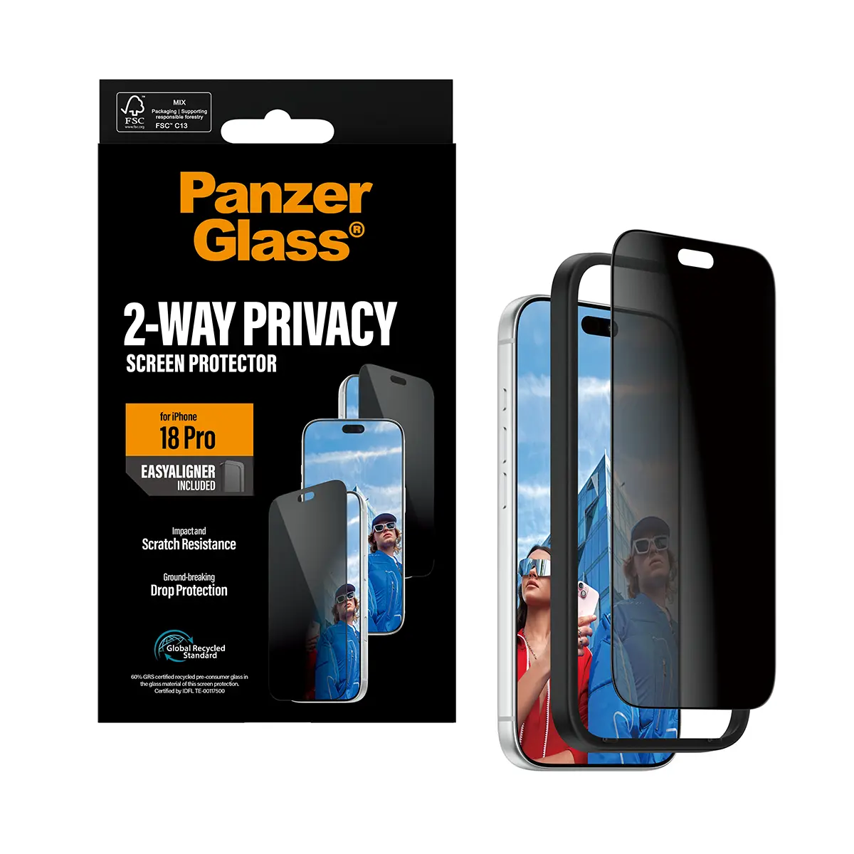 iPhone 18 Pro Privacy Screen Protector (with EasyAligner) Ultra Wide Fit
