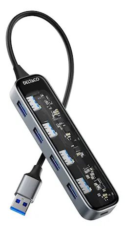 USB-A-hubi 4x USB-A naaras 5 Gbit/s Musta