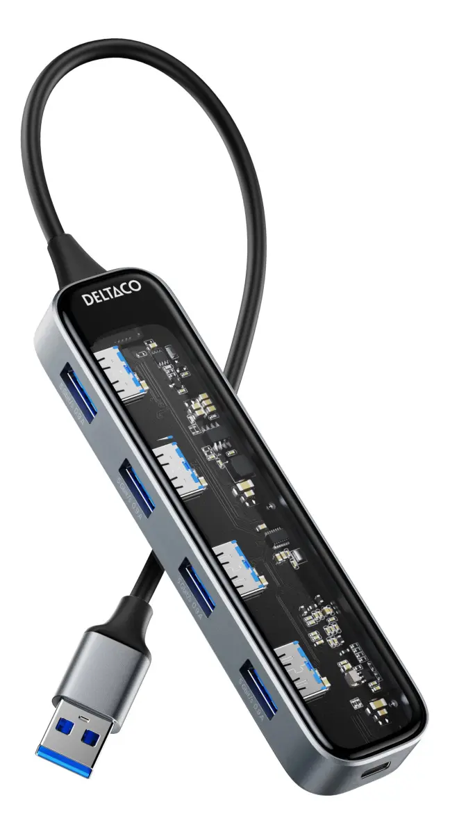 USB-A-hubi 4 portilla 5 Gbit/s, Musta