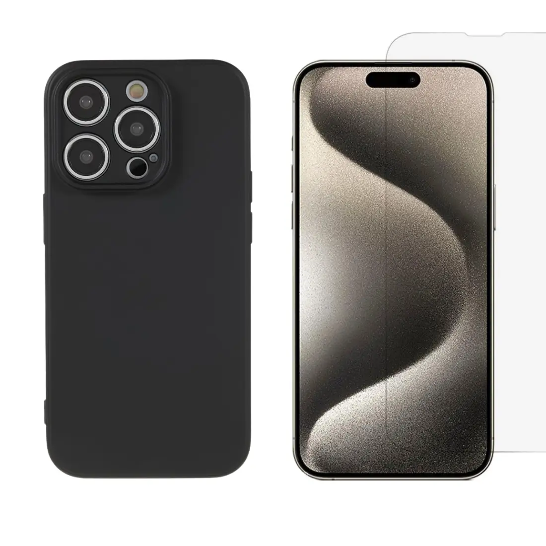 iPhone 15 Pro Kit med TPU-skal och Skärmskydd