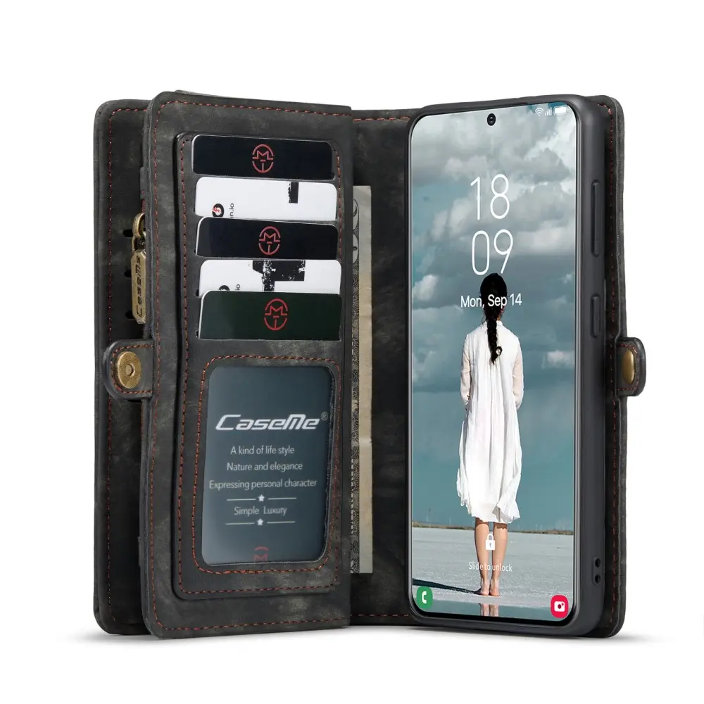 Multi-slot Plånboksfodral Samsung Galaxy S21 FE Grå