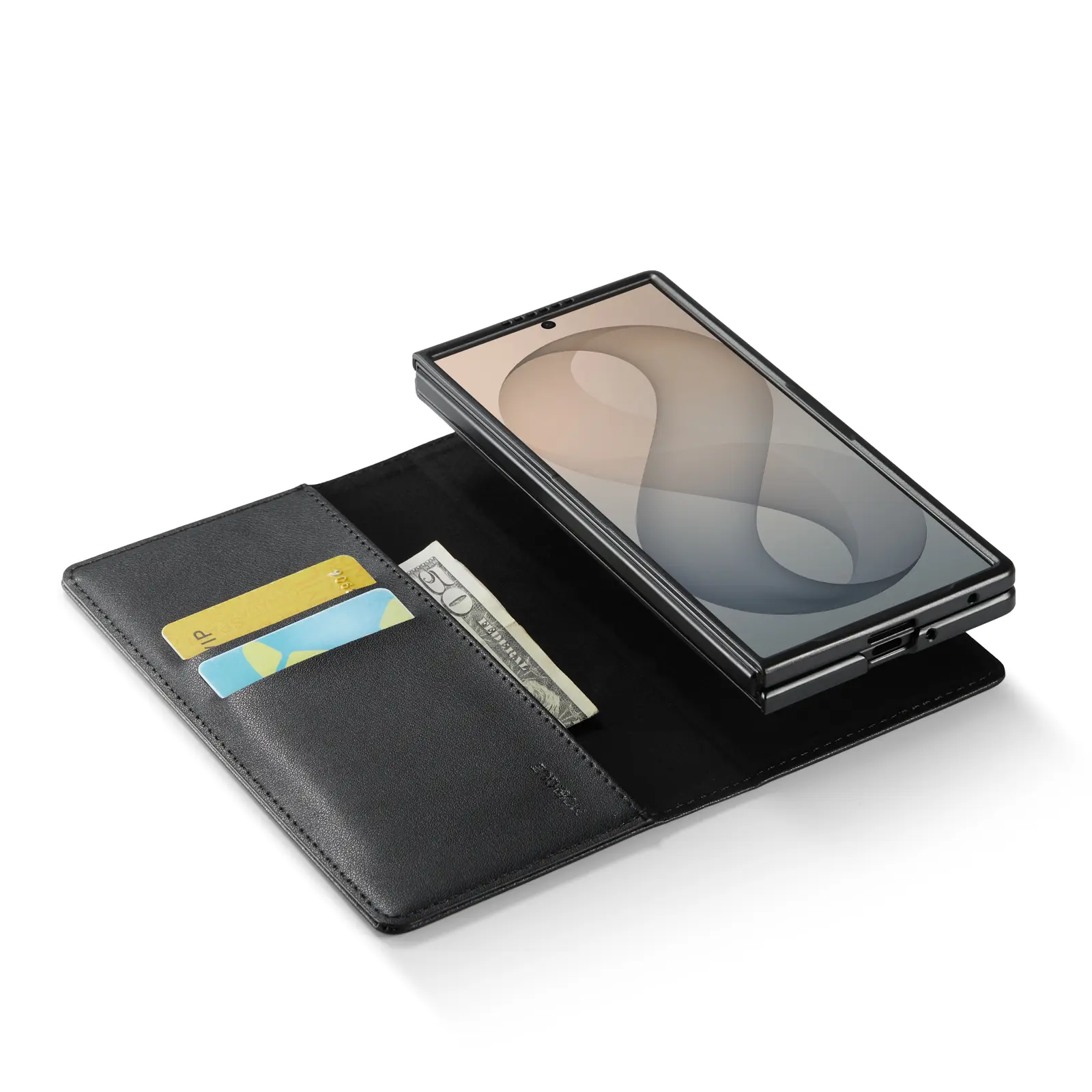 Äkta Läderfodral Samsung Galaxy Z Fold 8 Ultra Svart